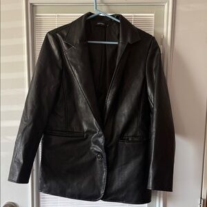Elegant Black Women's Blazer faux leather size S
